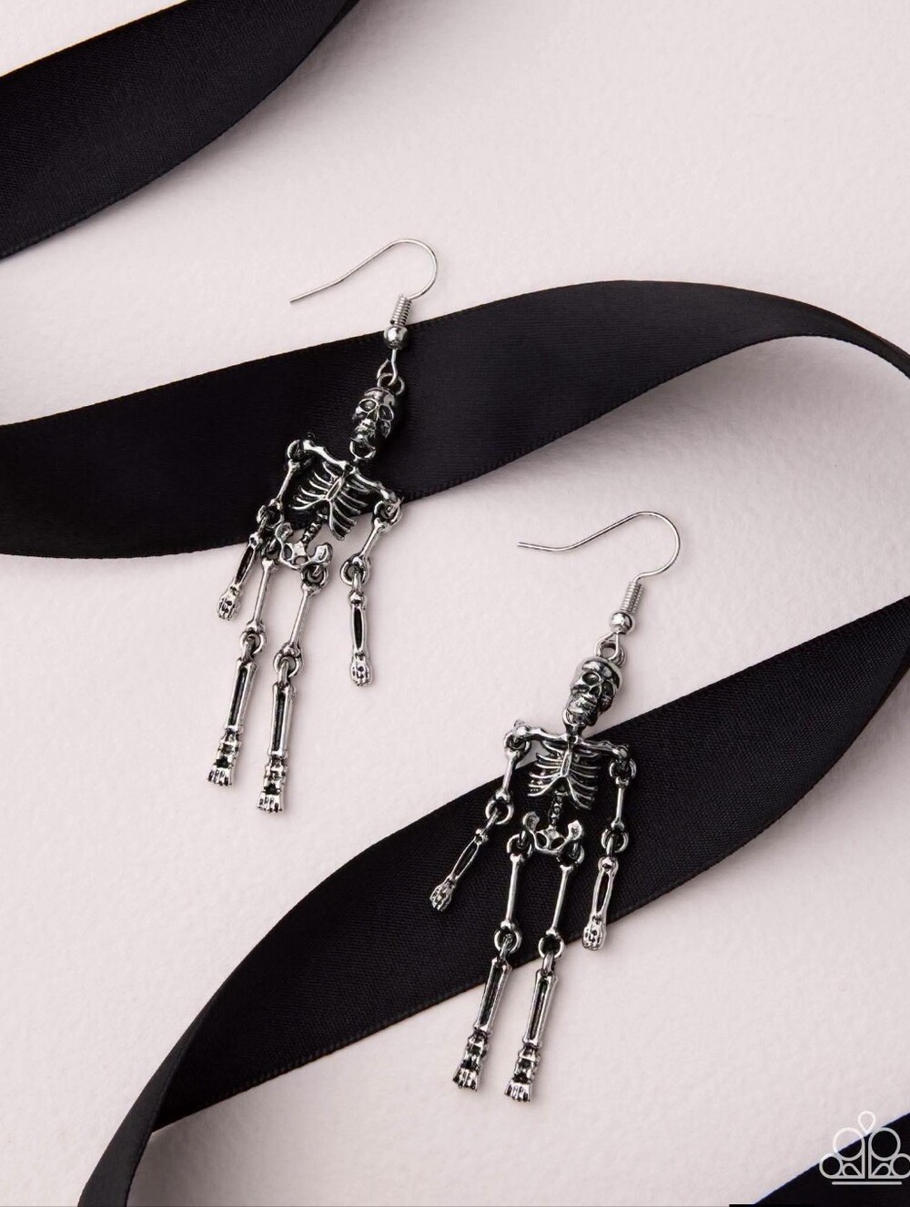 Silver Skeleton Dangle Earrings - Unbranded